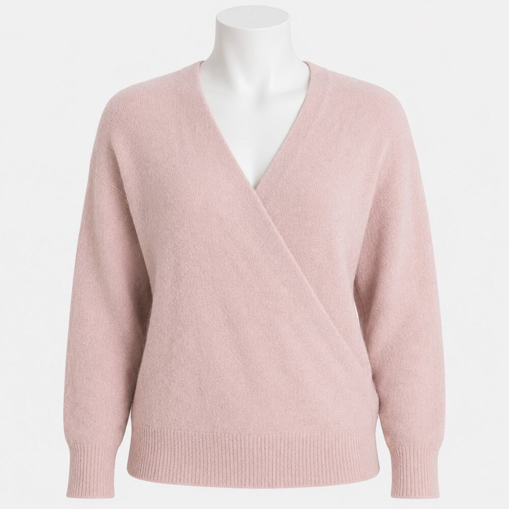 Soma Soft Wrap Sweater Women's L Blush Pink Cozy Knit Long Sleeve